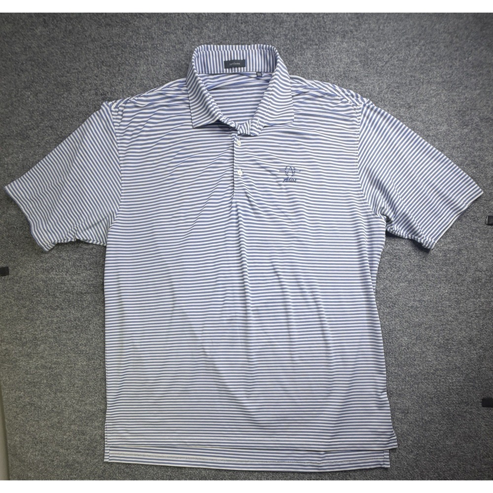 Turtleson Polo Mens XXL Blue White Stripe Golf Performance Stretch Short Sleeve